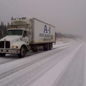 moving truck in snow